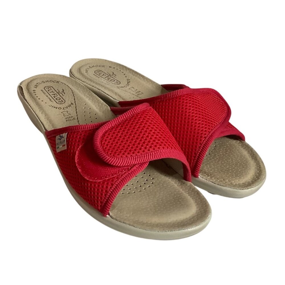 Fly Flot Anatomic Anti Shock Wedge Cloth‎ Slip On Sandals Women EU 40 Italy Made